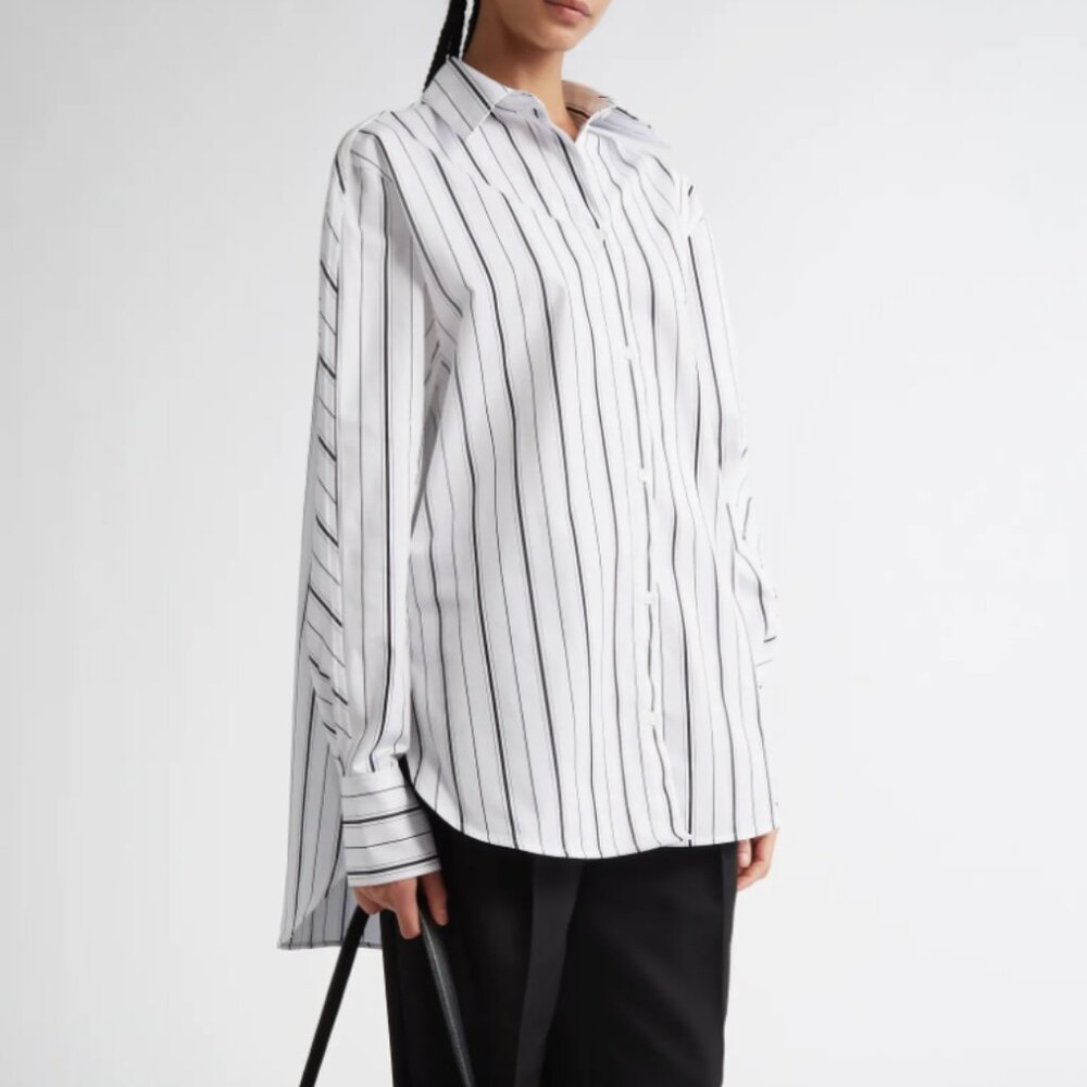 TOTEME Oversize Stripe Organic Cotton Poplin Button-Up Shirt